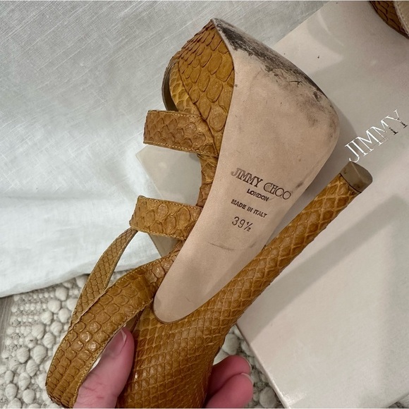 Jimmy Choo louisa mustard snake print leather high heels - Picture 4 of 10